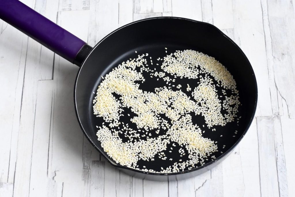 Toasting the sesame seeds