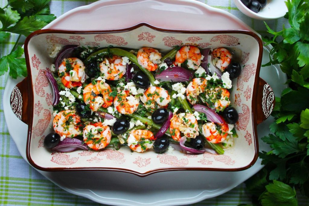 Best Baked Shrimp with 128 kcal Bake and add cheese and olives